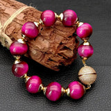 Fuchsia Tiger Eye 14mm Round Bracelet