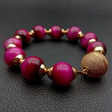 Fuchsia Tiger Eye 14mm Round Bracelet