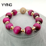 Fuchsia Tiger Eye 14mm Round Bracelet