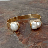 15x21MM Keshi Pearl 24K Plated Bangle Bracelet