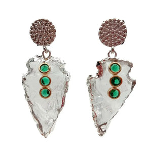 Raw Crystal Quartz Rough Arrow Head Shape Earrings
