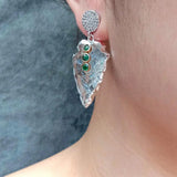 Raw Crystal Quartz Rough Arrow Head Shape Earrings