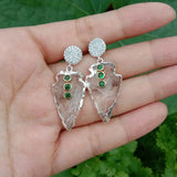 Raw Crystal Quartz Rough Arrow Head Shape Earrings