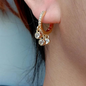 Y.YING CZ Charm Circle Hoop Chandelier Earrings