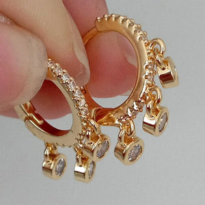 Y.YING CZ Charm Circle Hoop Chandelier Earrings