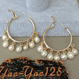 Y?YING Pearl Plated Hoop Earrings for Women Nightclub Jewelry