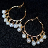 Y?YING Pearl Plated Hoop Earrings for Women Nightclub Jewelry