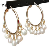 Y?YING Pearl Plated Hoop Earrings for Women Nightclub Jewelry