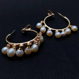 Y?YING Pearl Plated Hoop Earrings for Women Nightclub Jewelry