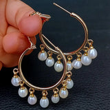 Y?YING Pearl Plated Hoop Earrings for Women Nightclub Jewelry