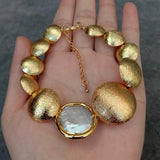 Y.YING Cultured Coin Keshi Pearl Bracelet Graduated Jewelry
