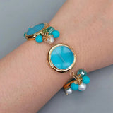 Cultured Pearl Cat Eye Turquoise Beaded Bracelet Jewelry