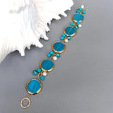 Cultured Pearl Cat Eye Turquoise Beaded Bracelet Jewelry