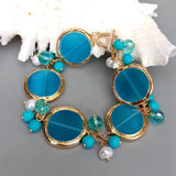 Cultured Pearl Cat Eye Turquoise Beaded Bracelet Jewelry