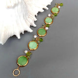 Cultured Pearl Cat Eye Turquoise Beaded Charm Bracelet