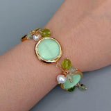 Cultured Pearl Cat Eye Turquoise Beaded Charm Bracelet