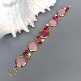 Pink Cat Eye Agate Beaded Charm Bracelet Jewelry