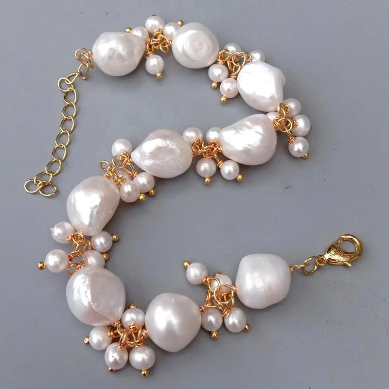 Freshwater Cultured Baroque Pearl Bracelet for Women Wedding Birthday Gift
