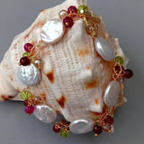Freshwater Coin Pearl Fuchsia Agate Crystal Bracelet