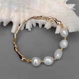 Freshwater Cultured Pearl Bracelet Plated Bangle