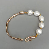 Freshwater Cultured Pearl Bracelet Plated Bangle