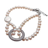 Freshwater Pearl Cz Pave Ring Bracelet Set