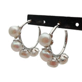 Y.YING Pearl Plated Hoop Stud Earrings