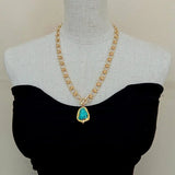 Y.YING Chain Chokers Necklace Turquoise Pendant Gems Jewelry