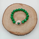 Green Jade Cultured Coin Pearl Cz Pave Malachite Bracelet