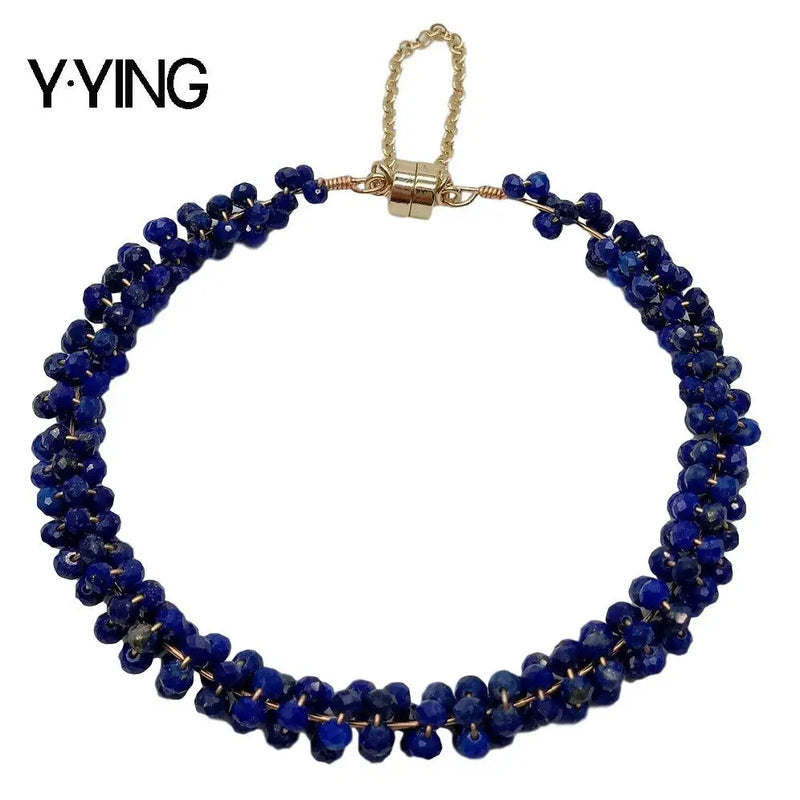 4mm Faceted Lapis Bangle Bracelet for Women - Natural Stone Jewelry