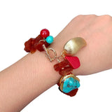 Y.YING Amber Turquoise Coral Bracelet 8'