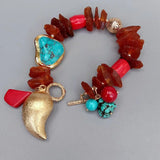 Y.YING Amber Turquoise Coral Bracelet 8'