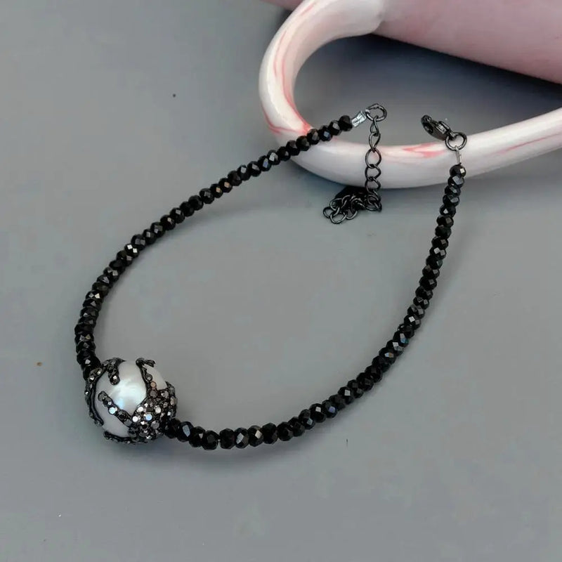Natural Spinel Cultured Pearl Crystal Bracelet