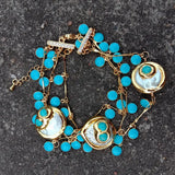Y.YING Pearl Enamel Charm Chain Bracelet