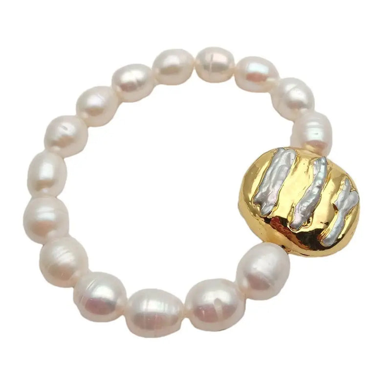 Y.YING Freshwater Cultured Rice Pearl Biwa Pearl Bracelet