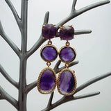 Natural Purple Amethyst Drop Dangle Earrings Wedding Jewelry