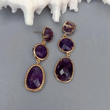 Natural Purple Amethyst Drop Dangle Earrings Wedding Jewelry