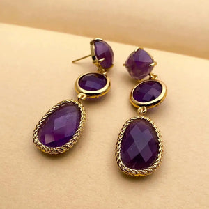 Natural Purple Amethyst Drop Dangle Earrings Wedding Jewelry