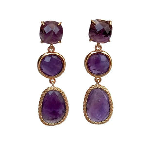 Natural Purple Amethyst Drop Dangle Earrings Wedding Jewelry