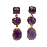 Natural Purple Amethyst Drop Dangle Earrings Wedding Jewelry
