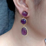 Natural Purple Amethyst Drop Dangle Earrings Wedding Jewelry