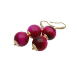 Natural Tiger Eye Drop Earrings Fuchsia Women Earring