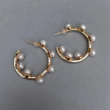 Y.YING Pearl Earrings Crystal Pave Circle Jewelry