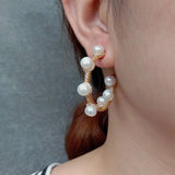 Y.YING Pearl Earrings Crystal Pave Circle Jewelry