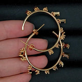 Rainbow Rectangle CZ Charm Earrings Circle Hoop Earrings