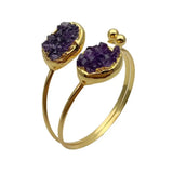 Natural Amethyst Druzy Raw Bangle Bracelet - Women Gift