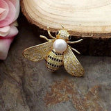 Freshwater Pearl CZ Bee Brooch for Women