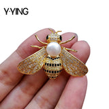 Freshwater Pearl CZ Bee Brooch for Women