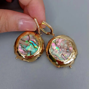 Abalone Shell Tourmaline Earrings Jewelry Gift