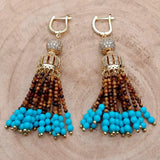 Natural Stone Yellow Tiger Eye Leverback Earrings